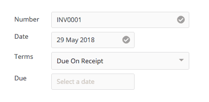 invoice due date and number