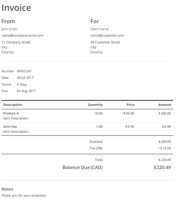 free downloadable invoice template for mac