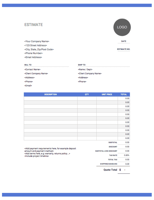 Price Estimate Template from www.invoicesimple.com