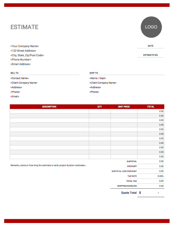 Estimate Templates Free & Easy Download Invoice Simple