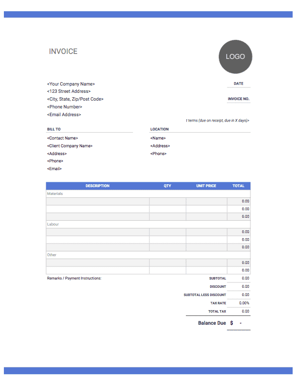 Construction Company Invoice Template