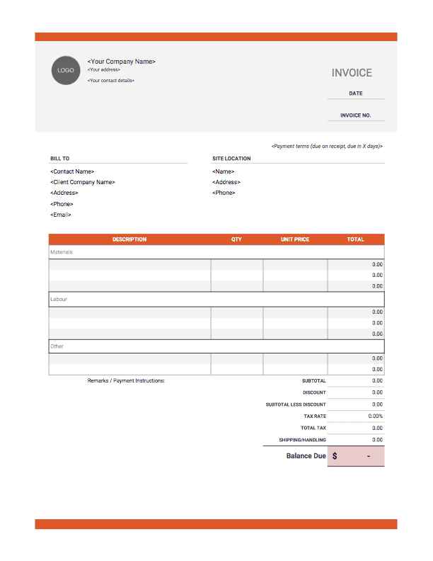 Contractor Invoice Templates | Free Download | Invoice Simple