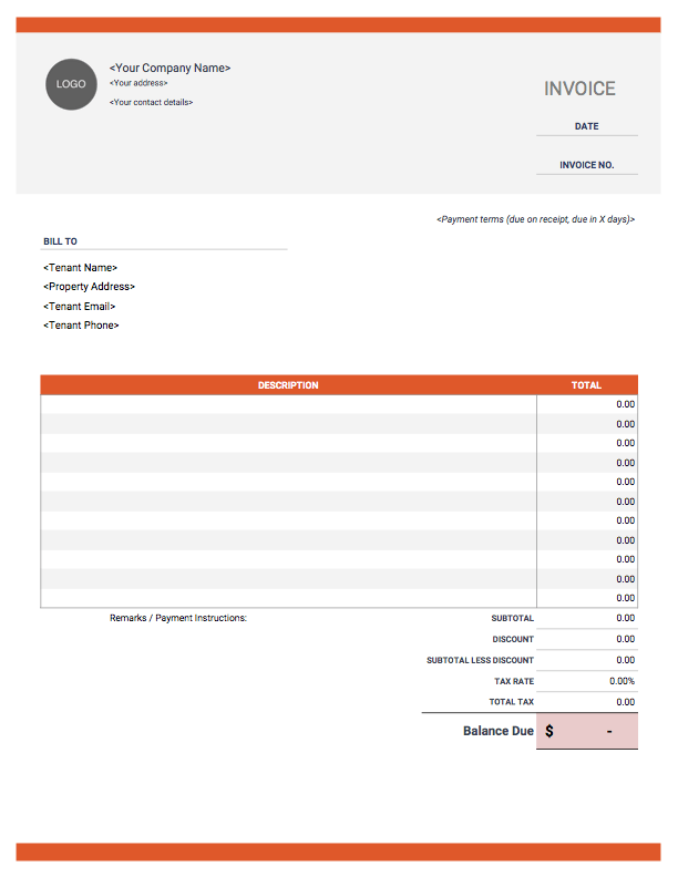 Free Rental Invoice Template Excel