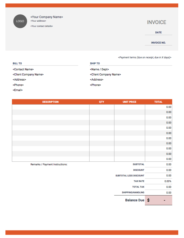 34+ Invoice Template Basic Free Gif