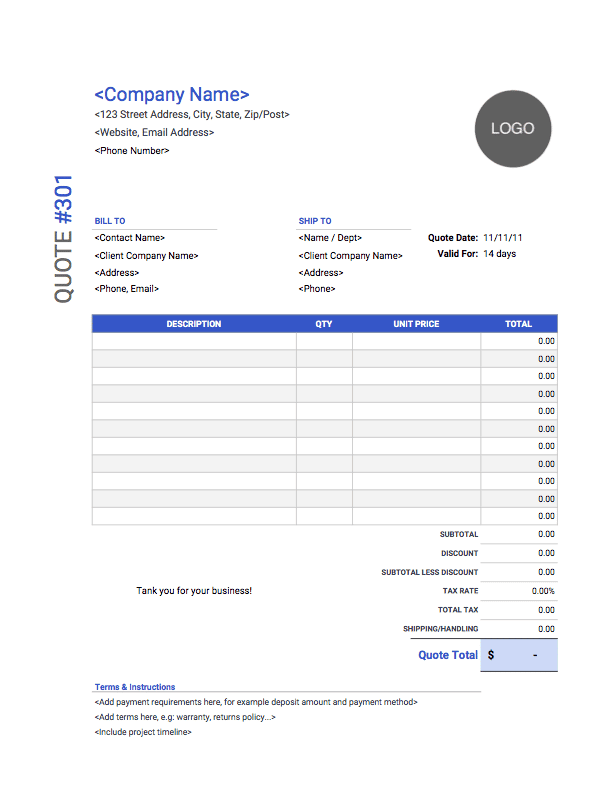 standard invoice template with tilted heading