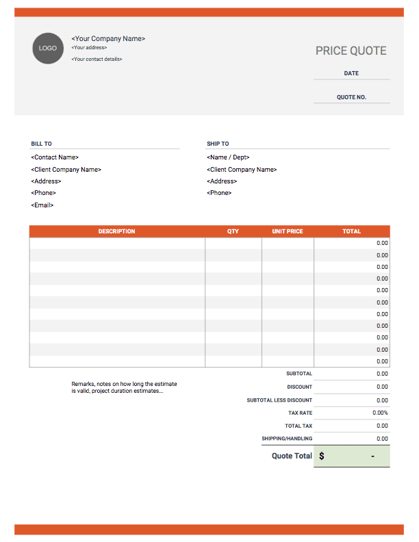 orange invoice template with solid top