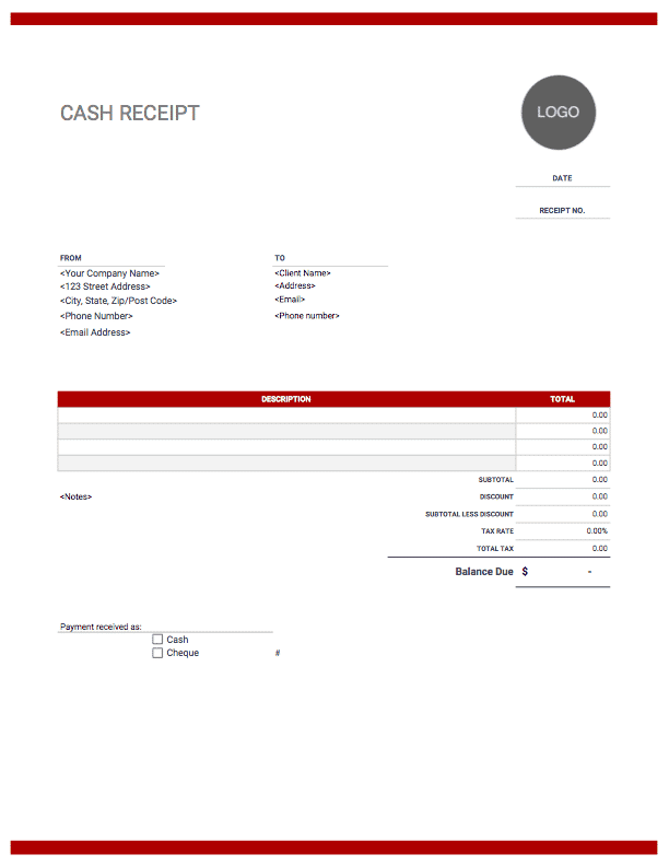 cash receipt templates free download invoice simple