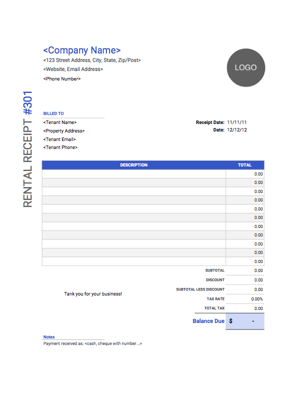 rent receipt templates free download invoice simple