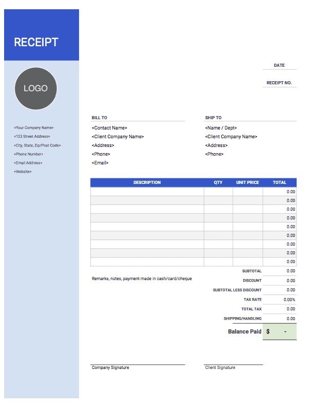 receipt templates free download invoice simple