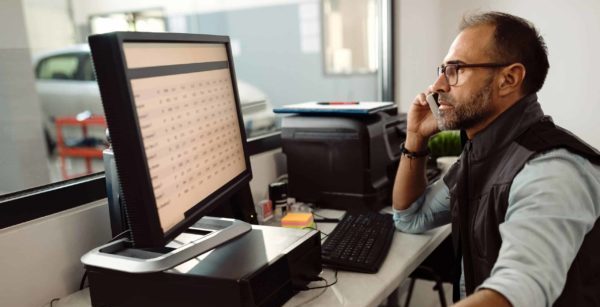 business owner on phone