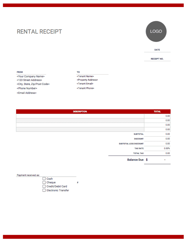 Rent Receipt Generator Apartment Room Rental Receipt 