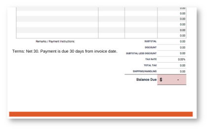 mock net 30 terms wording on invoice