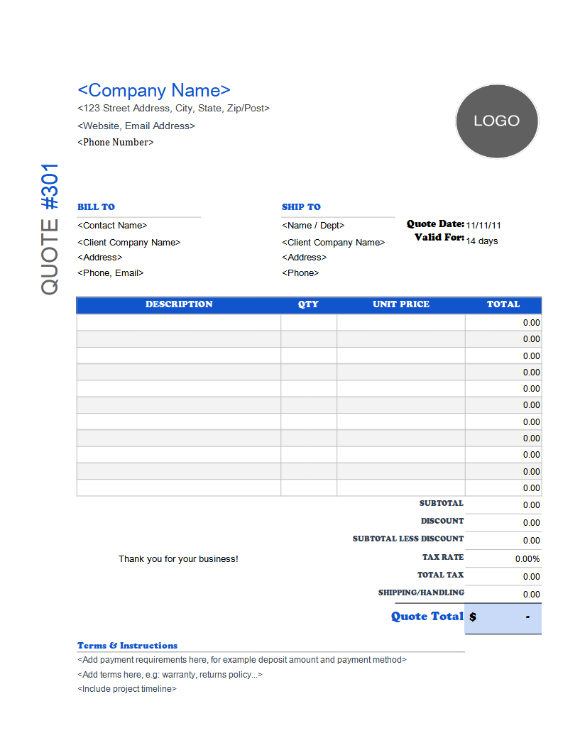 Free Quote Templates Invoice Simple